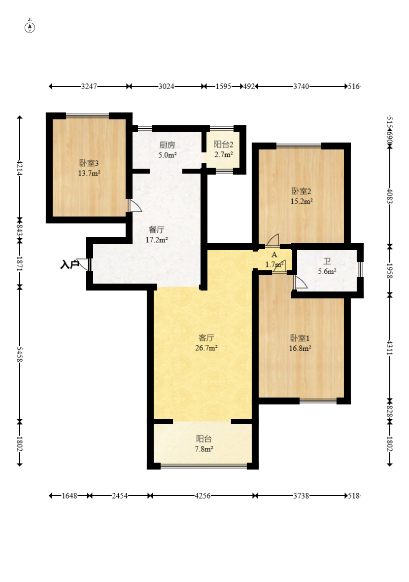 剑桥名门  3室2厅2卫    106.0万 剑桥名门  3室2厅2卫    106.0万户型图