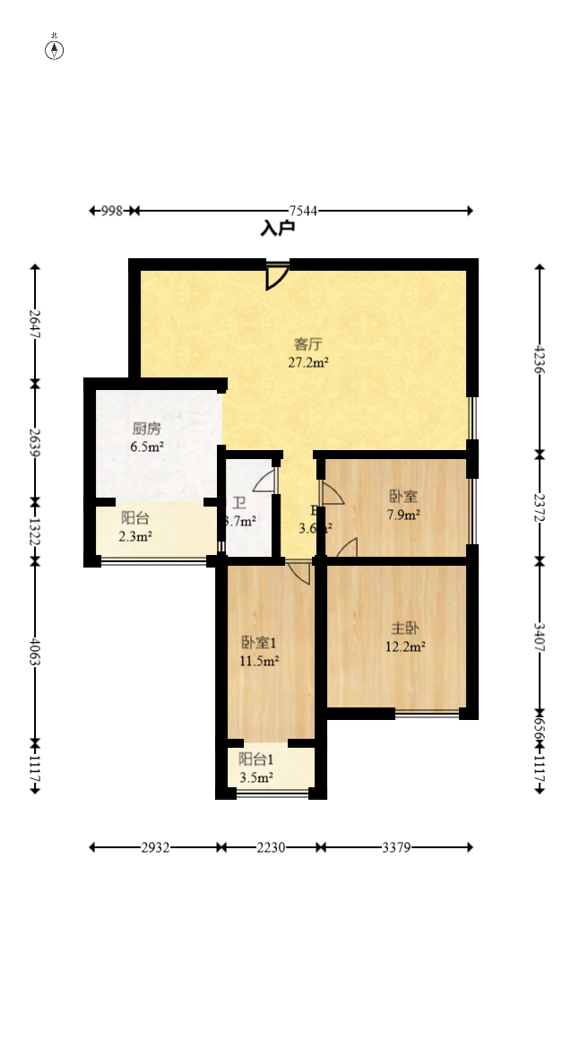 山水湾 3室2厅1卫 58.0万 山水湾 3室2厅1卫 58.0万户型图