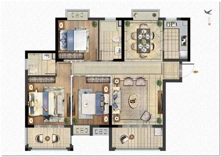 空港新城一期  6室2厅3卫   86.80万户型图