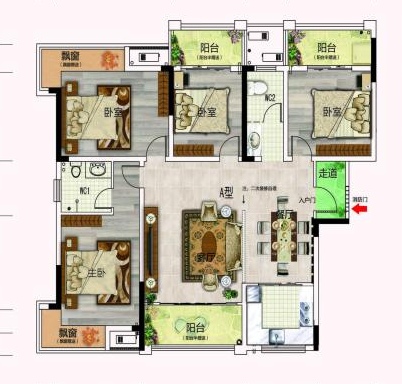 明鑫澧水湾  3室2厅2卫   73.80万户型图