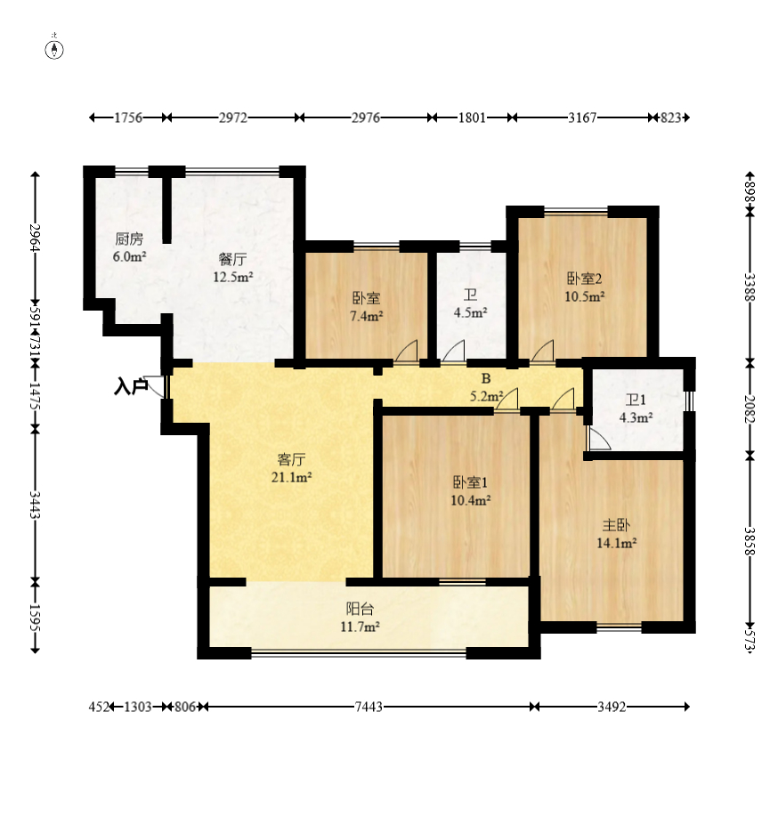 星雅美辰  4室2厅2卫    125.0万 星雅美辰  4室2厅2卫    125.0万户型图