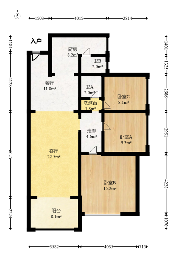 鑫远悦城（鑫远悦时代）  3室2厅1卫   112.00万室内图1