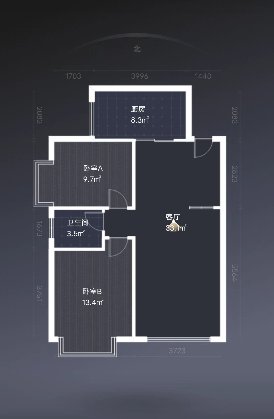 华晨御园  2室2厅1卫   51.00万室内图1