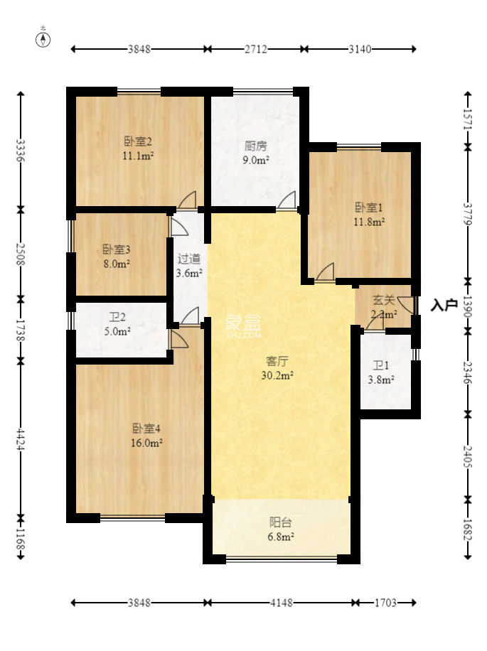 港湘铂玥（天园地芳国际珠宝城）  4室2厅2卫    83.8万