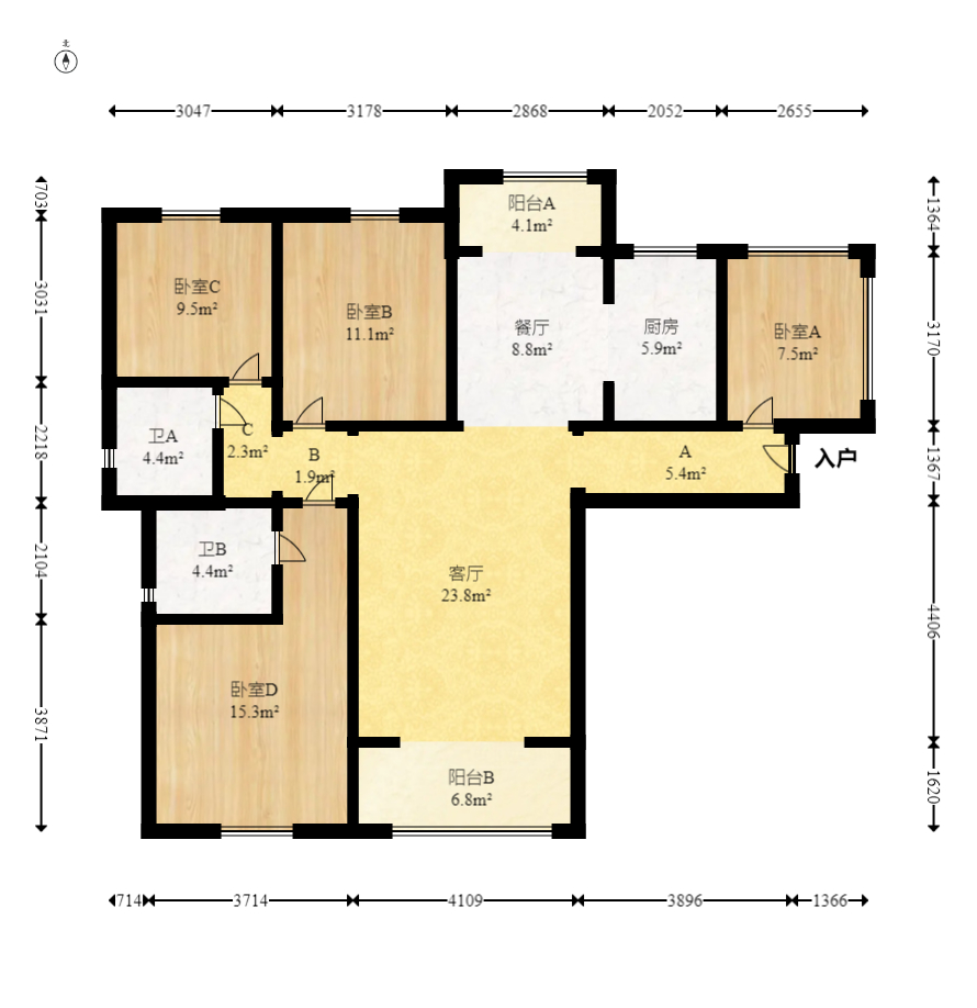 五矿万境蓝山  3室2厅2卫    120.0万 五矿万境蓝山  3室2厅2卫    120.0万户型图