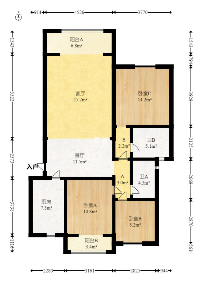 五矿万境蓝山  3室2厅2卫   115.00万