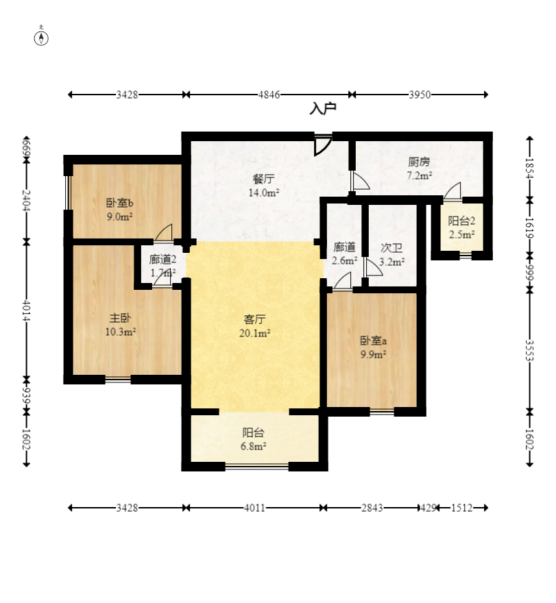 保利麓谷林语B区  3室2厅1卫   89.80万室内图1