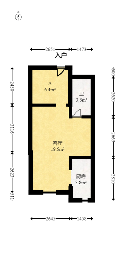湖湾世景  1室1厅1卫   26.80万室内图1