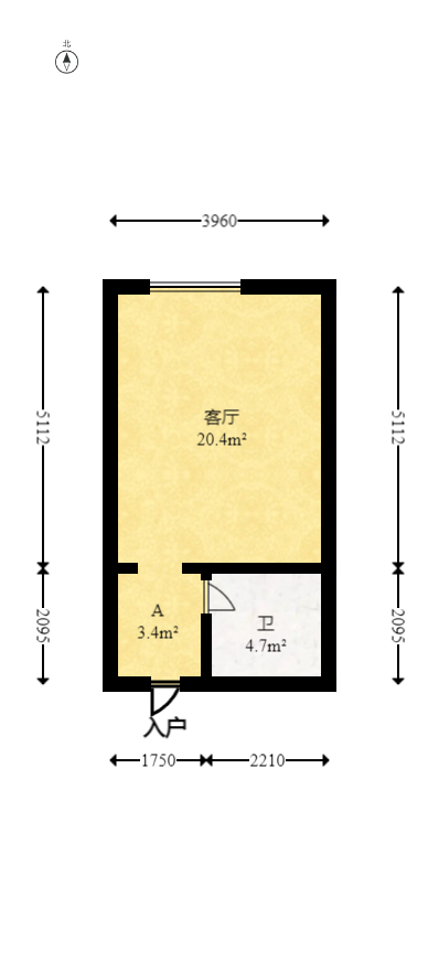 中建悦和城  1室0厅1卫    45.0万 中建悦和城  1室0厅1卫    45.0万户型图