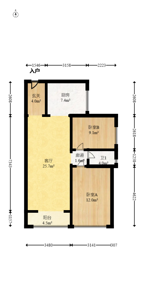 江山帝景哈佛  2室2厅1卫    74.98万 江山帝景哈佛  2室2厅1卫    74.98万户型图