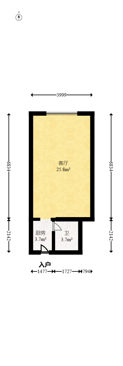 长沙之芯  1室1厅1卫   42.00万室内图1