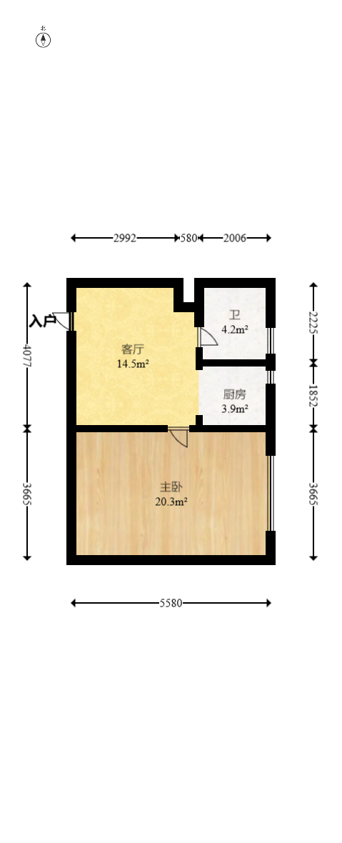 金利苑  1室1厅1卫   33.00万室内图1