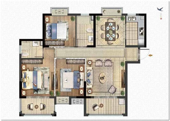 天门壹号  4室2厅2卫   88.00万户型图