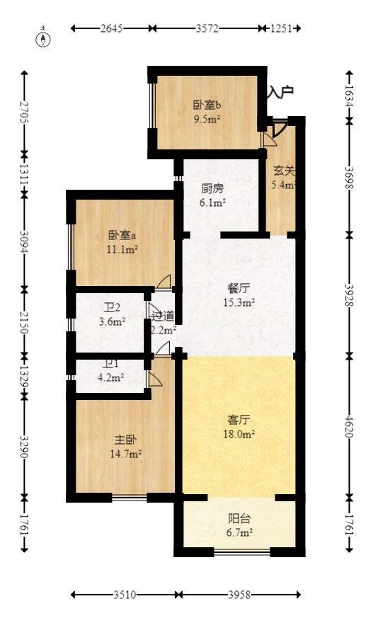 润和长郡（润和紫郡二三期）  3室2厅2卫   82.80万室内图1