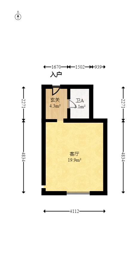 远洋外滩壹号  2室1厅1卫   47.00万室内图1