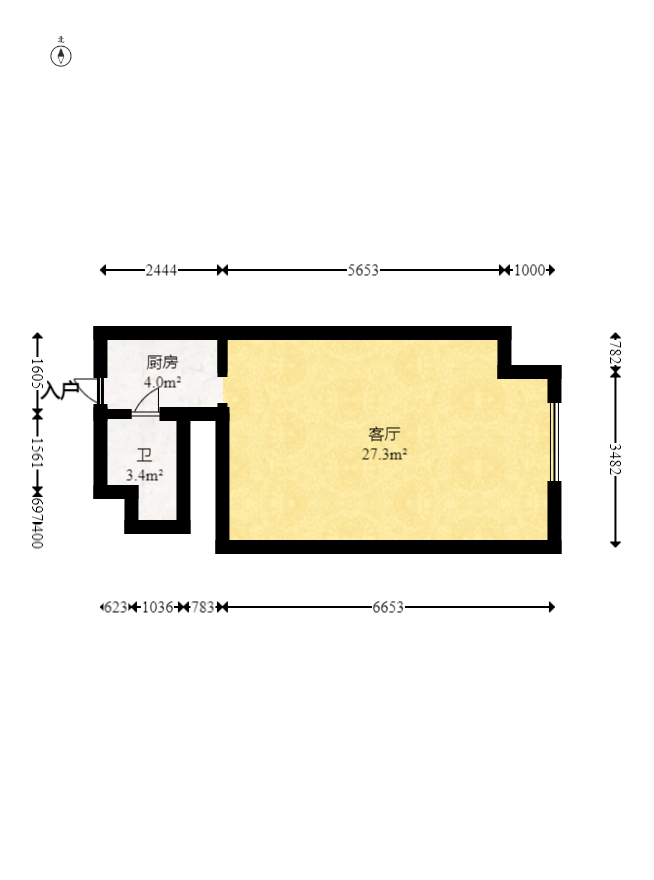 壹号公馆  1室1厅1卫    46.0万 壹号公馆  1室1厅1卫    46.0万户型图
