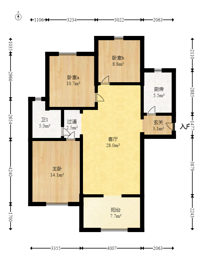 澳海月亮湾  3室2厅2卫   60.00万室内图1