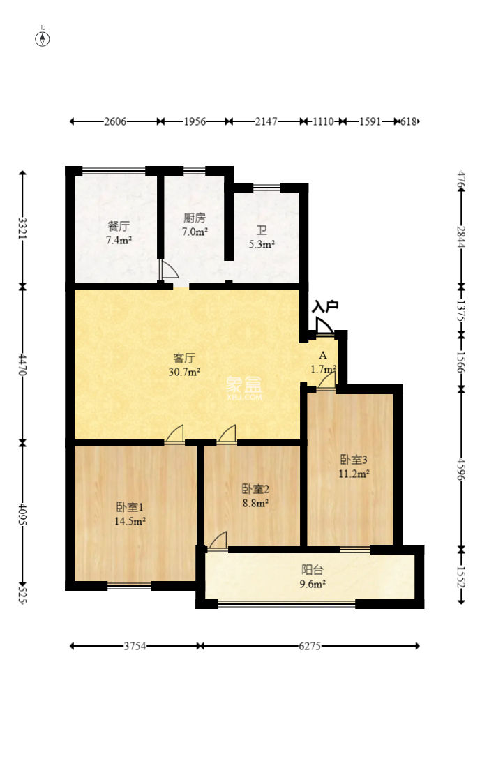 景芳苑  3室2厅2卫   65.00万