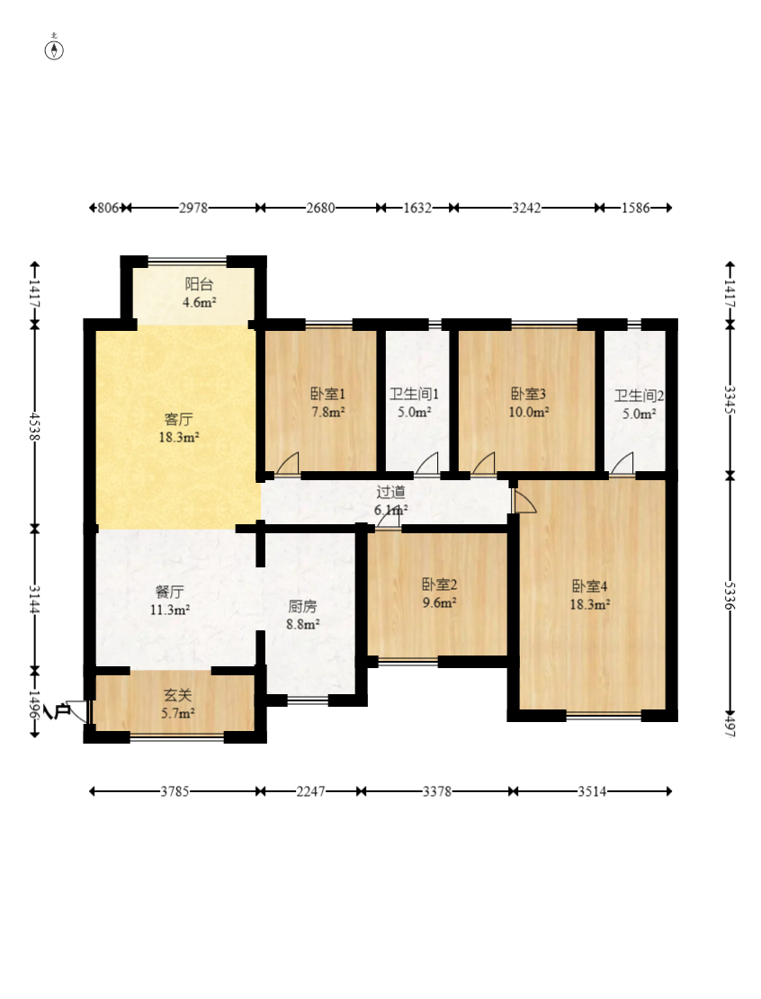 时代倾城.时代遇见  4室2厅2卫    125.98万室内图1