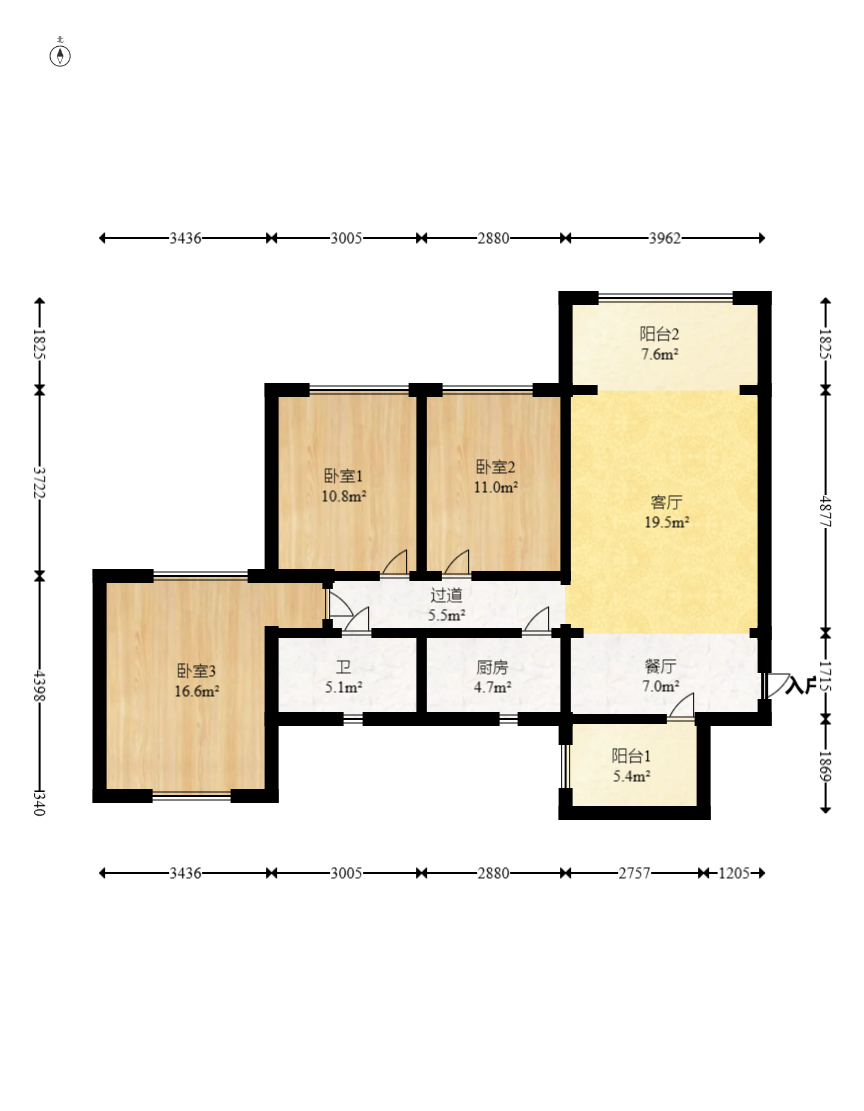 恒大名都 3室2厅1卫 57.8万 恒大名都 3室2厅1卫 57.8万户型图