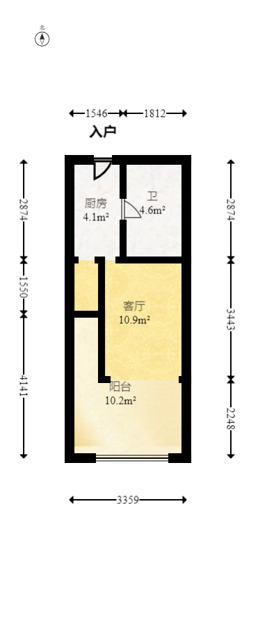 东盈商业广场（华泉城市广场）  1室1厅1卫   38.00万室内图1