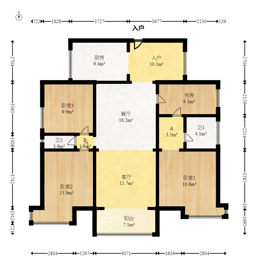 银港水晶城  4室2厅2卫    113.8万室内图1