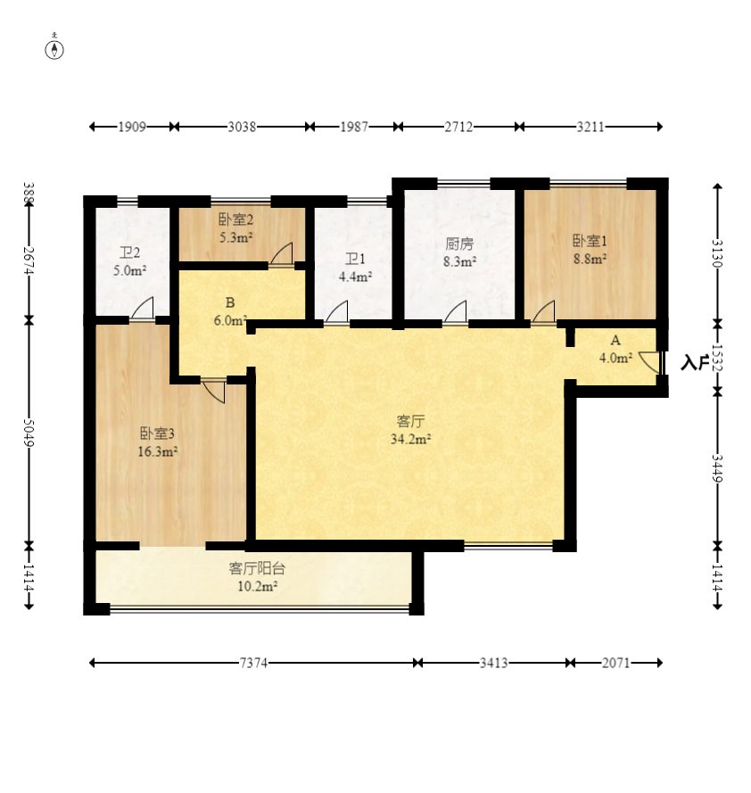 中建钰和城  3室2厅2卫    132.8万室内图1