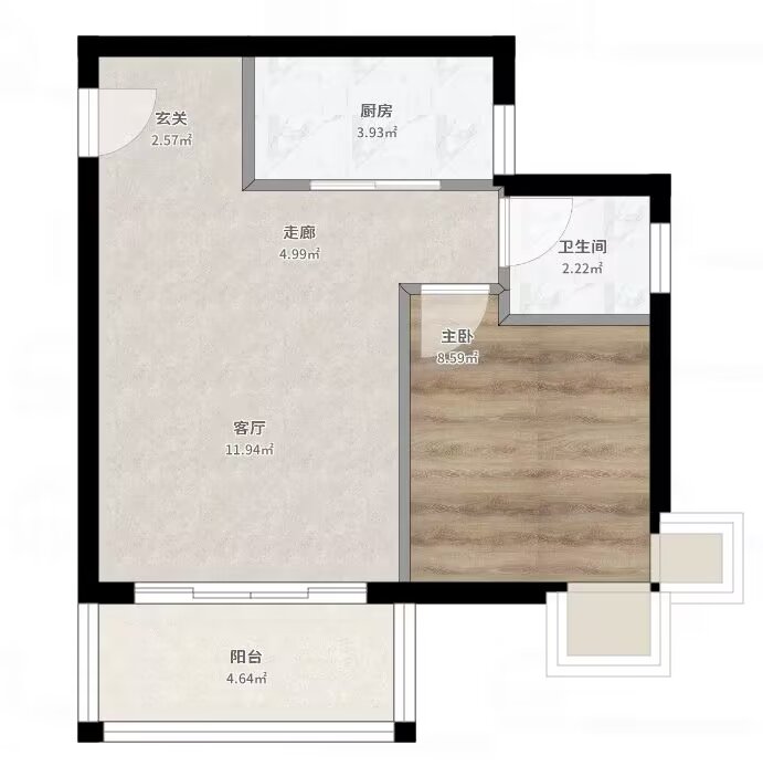 天门壹号  1室1厅1卫   32.00万户型图