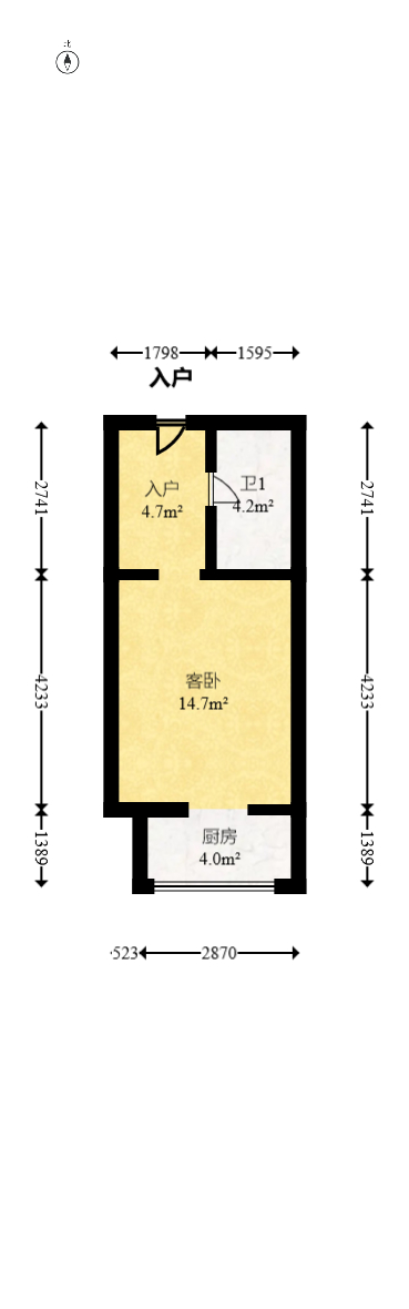 明昇壹城（明昇时代广场）二期  1室1厅1卫   52.80万室内图1