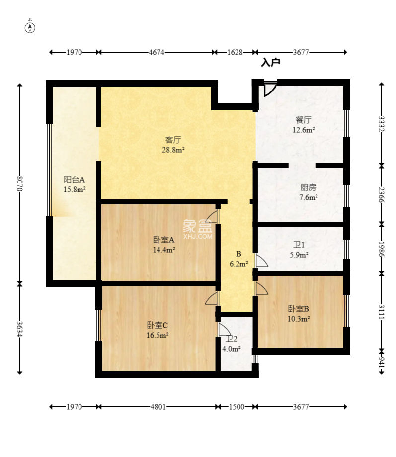 香樟景苑  3室2厅2卫   105.00万