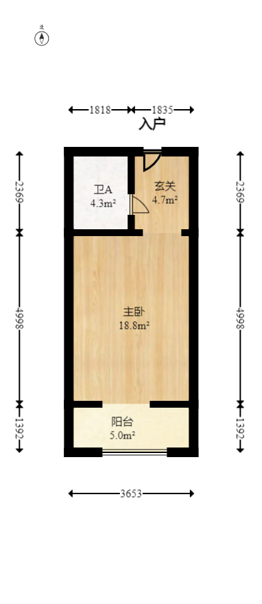 美林银谷  1室1厅1卫   38.00万室内图1