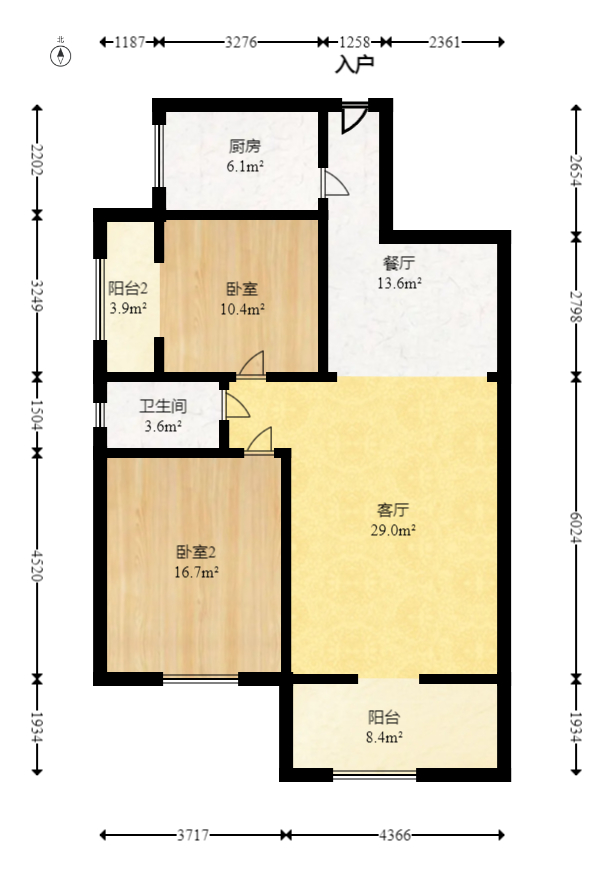 星城国际  2室2厅1卫   37.80万室内图1
