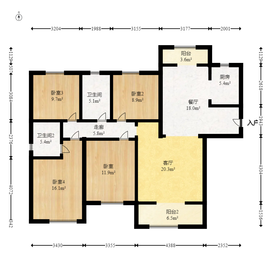 日盛湖湘花苑  4室2厅2卫   78.00万室内图1