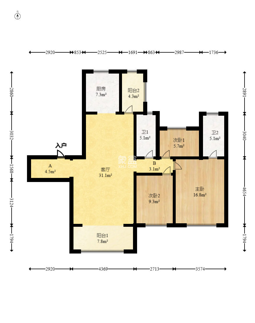 五礦萬境松雅  4室2廳2衛(wèi)   119.80萬