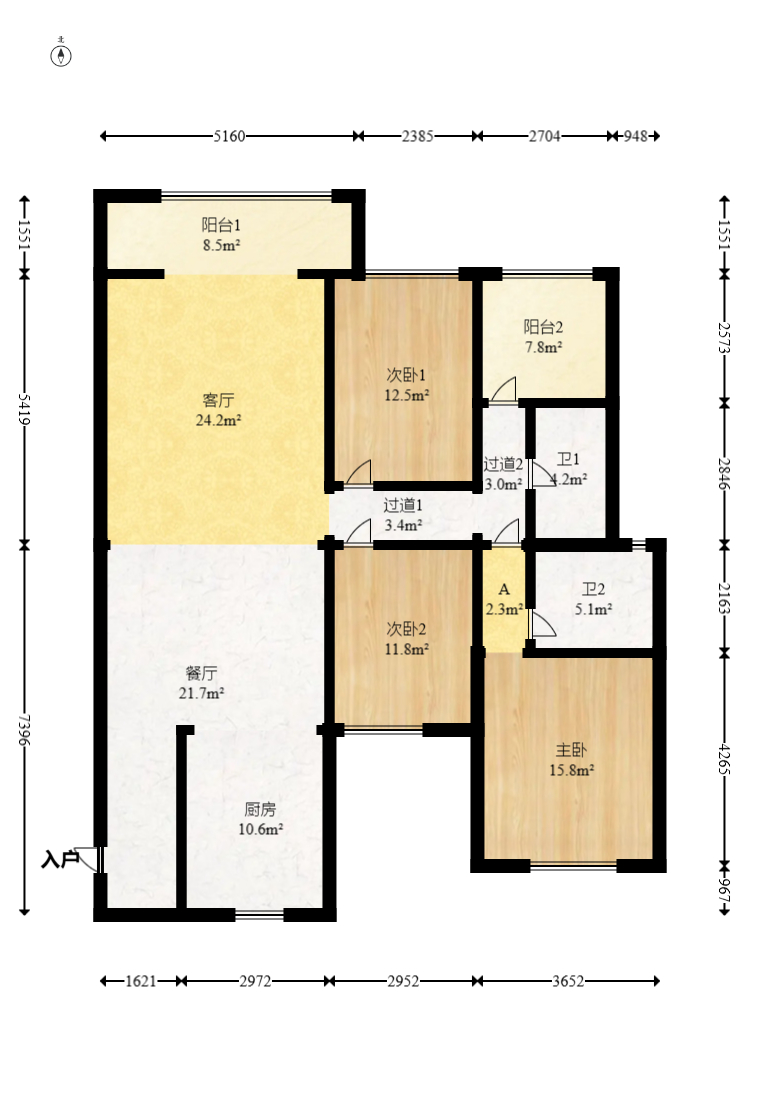 北辰瀚江府 4室2厅2卫 240.0万 北辰瀚江府 4室2厅2卫 240.0万户型图