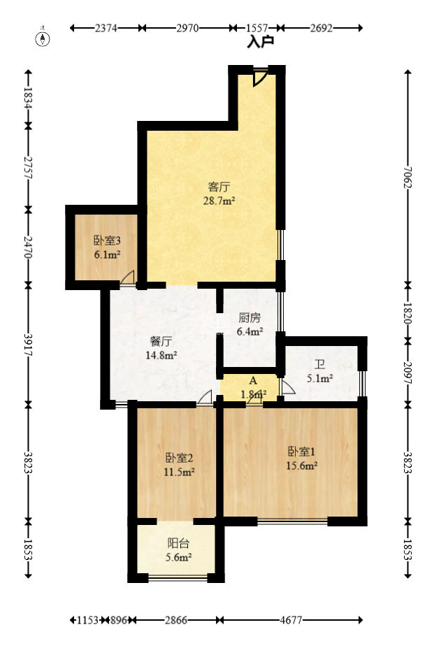 兴威名城  3室2厅1卫   70.00万