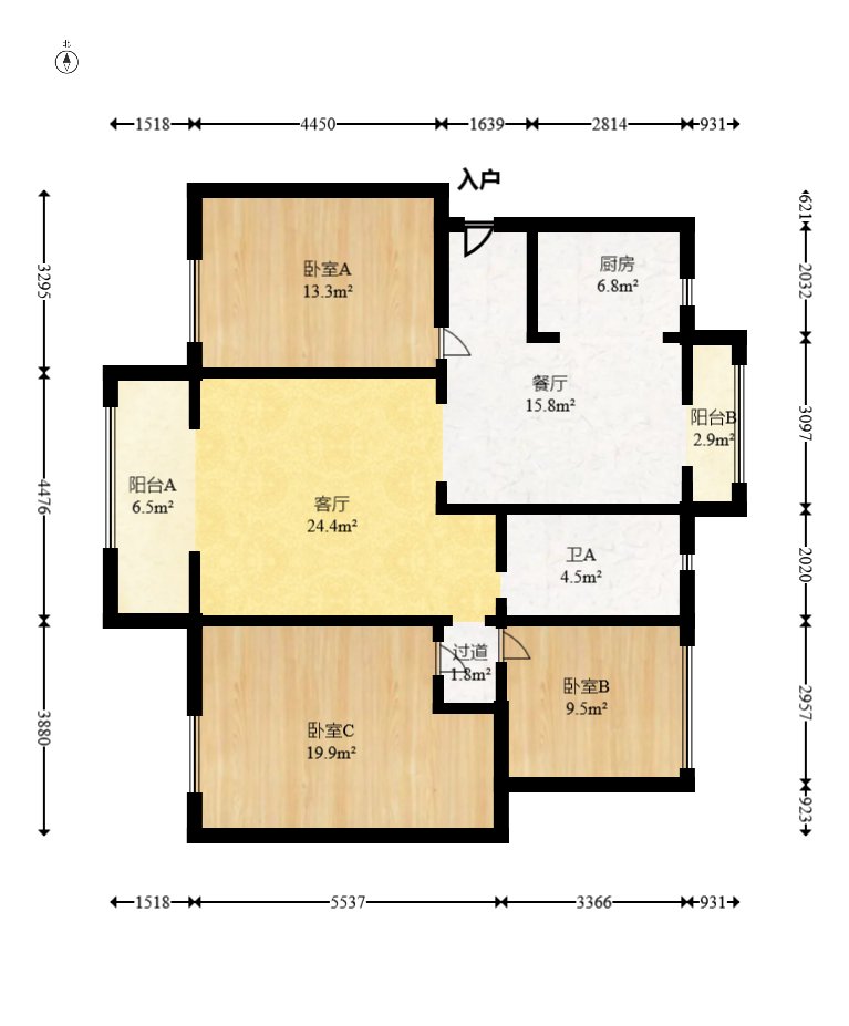 中建嘉和城  3室2厅2卫   130.00万室内图1