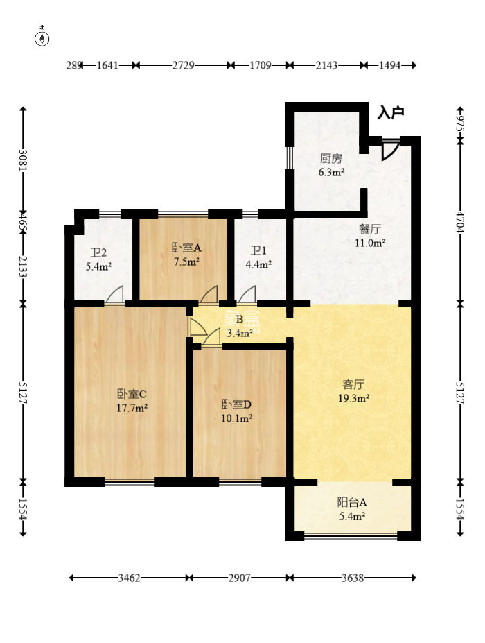 长沙高铁吾悦广场  3室2厅2卫    127.0万