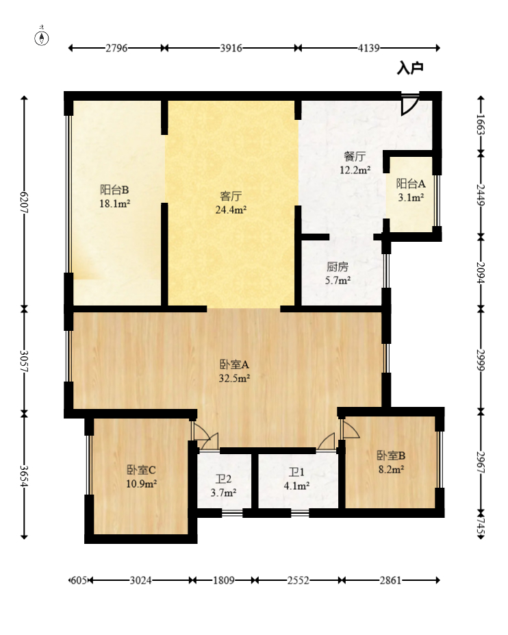 建发玖洲观澜  4室2厅2卫   225.00万室内图1