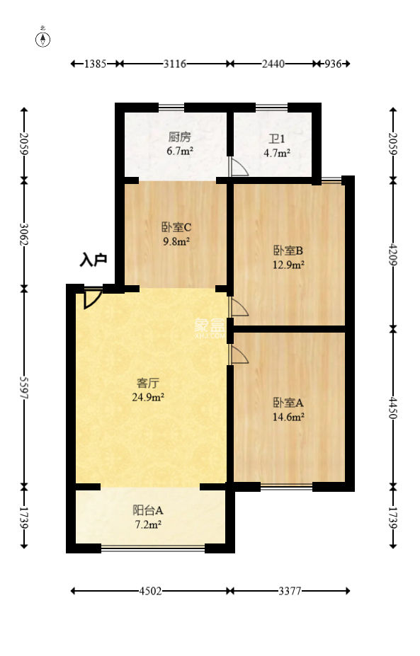 汽制宿舍  2室2廳1衛(wèi)   56.80萬
