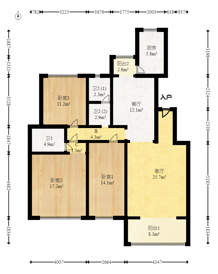 福乐康城  3室2厅2卫    92.0万 福乐康城  3室2厅2卫    92.0万户型图