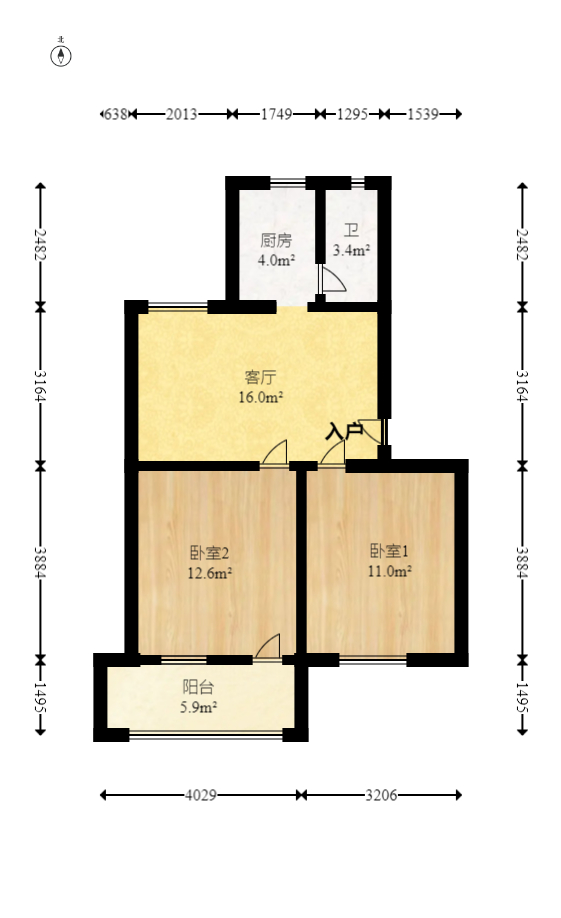 妹子山社区（曙光社区）  2室1厅1卫   37.80万室内图1