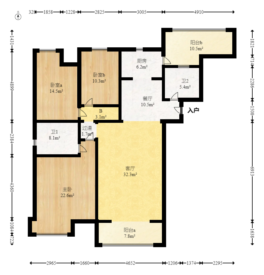 丽景华庭 3室1厅1卫 75.0万 丽景华庭 3室1厅1卫 75.0万户型图