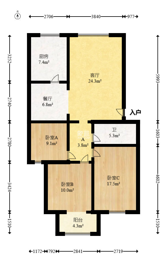 福兴阁  3室2厅2卫   50.00万