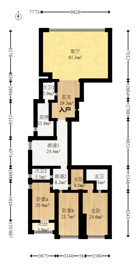 正荣梅溪紫阙台  4室2厅3卫    488.0万室内图1