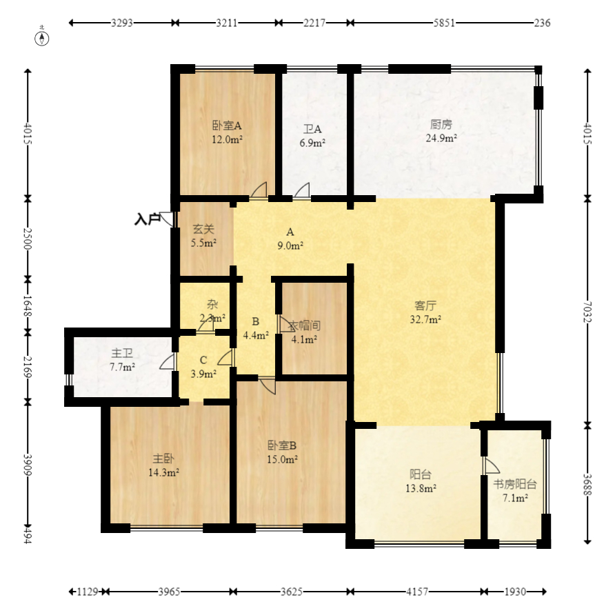 绿地湖湘中心  3室2厅2卫    370.0万 绿地湖湘中心  3室2厅2卫    370.0万户型图