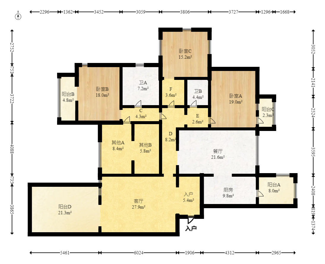 托斯卡纳  4室2厅2卫   240.00万室内图1