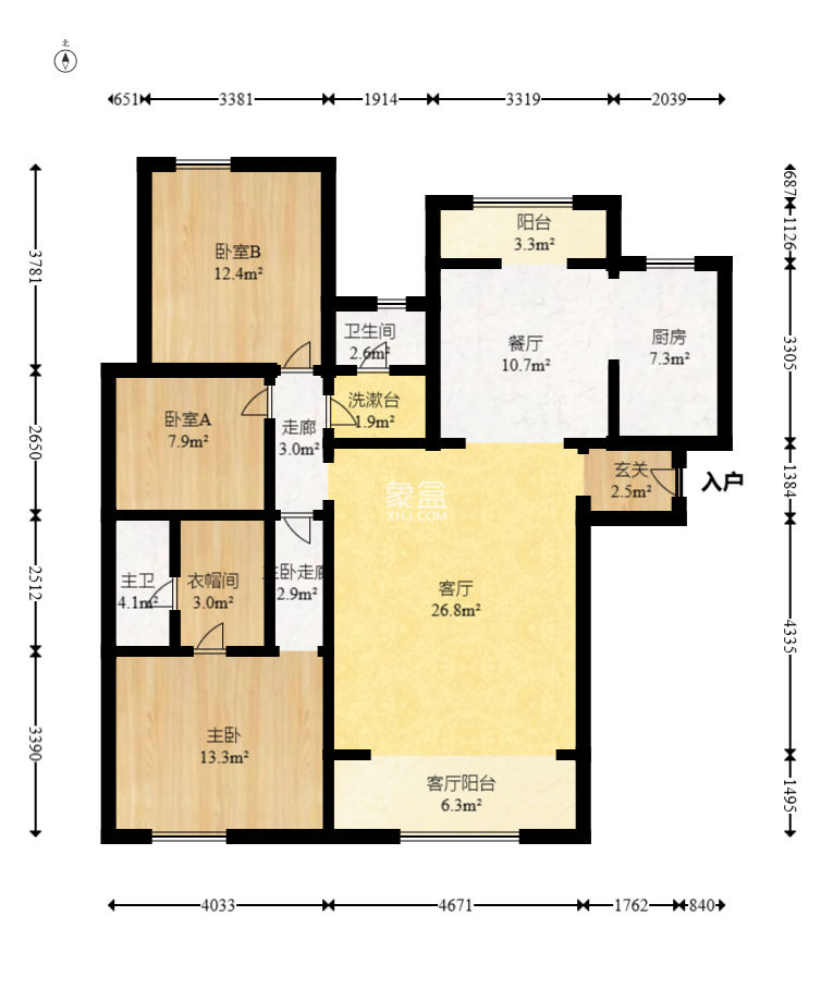 北辰中央公园C区  3室2厅2卫   136.00万