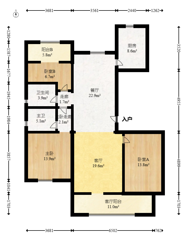 和泓融成府 3室2厅2卫 95.0万 和泓融成府 3室2厅2卫 95.0万户型图