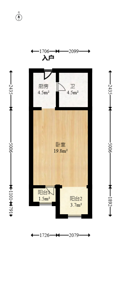 兰亭优壳（隽峰苑）  1室1厅1卫   38.00万室内图1
